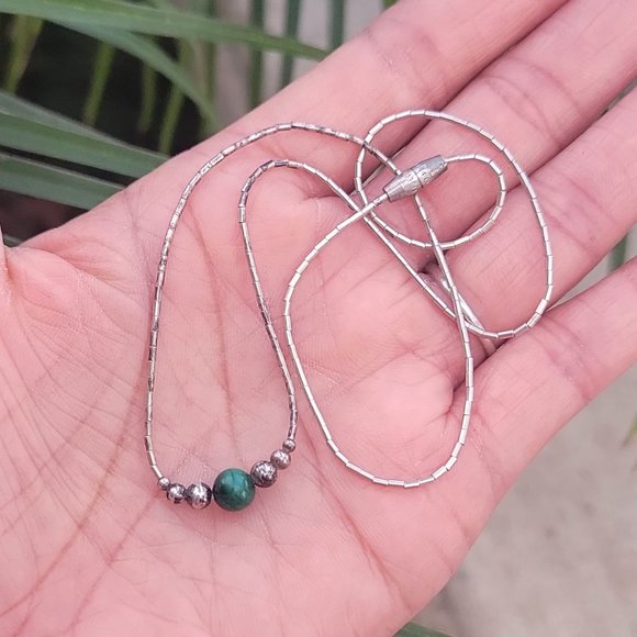 Vintage Native American handmade sterling balls, malachite ball, liquid silver h - Picture 14 of 14